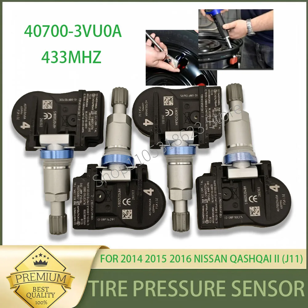 

Датчик давления в шинах TPMS 40700-3VU0A для Nissan Qashqai II (J11) 2014-2016 годов, 433 МГц, NISSAN 40700-3VU0B 40700-5663R