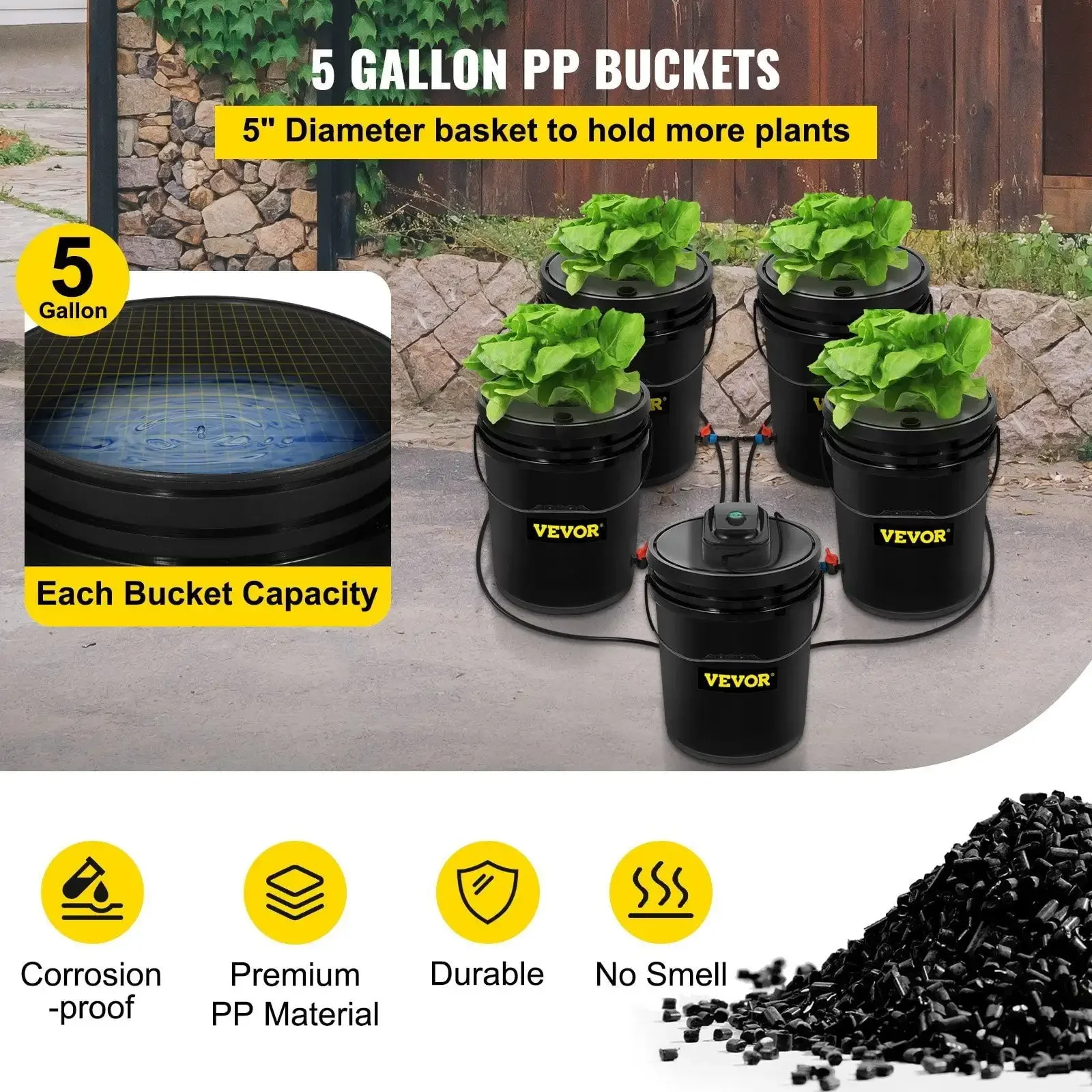 Hydroponics Deep Water Culture DWC Hydroponic System 5 Gallonen 5 Eimer