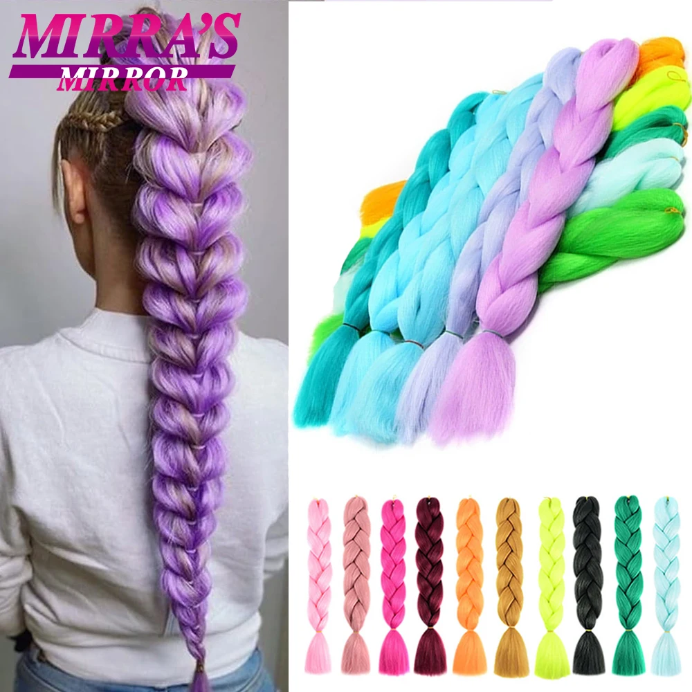 Mirra Gương Tổng Hợp Bện Làm Tóc Ombre Jumbo Bím Tóc Cho Nữ Sỉ Tự Làm Kiểu Tóc Hồng Tím Vàng