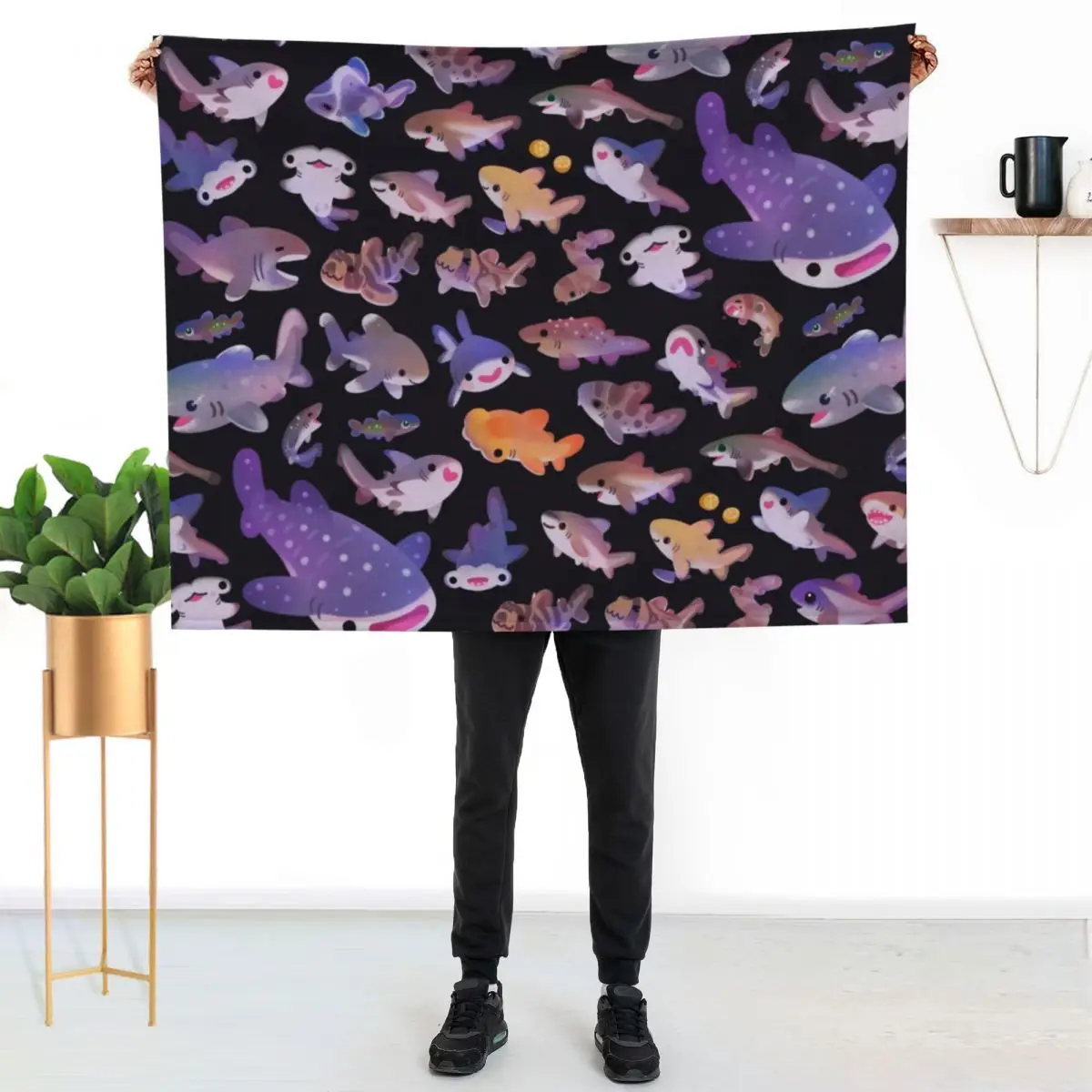 Shark day 2 Throw Blanket Comforter bed plaid for winter Plaid Warm Thermal Blankets