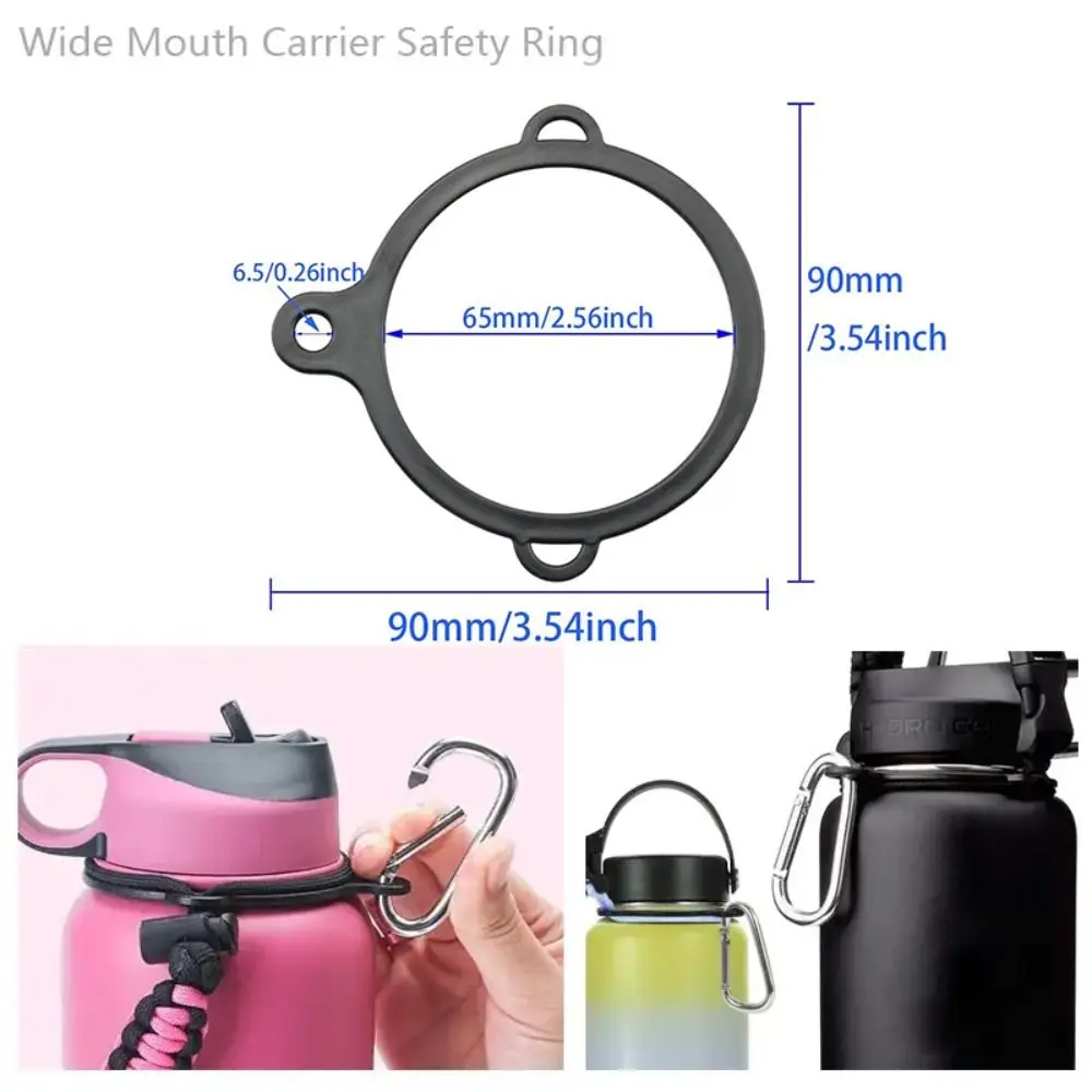 3-HOLE Water Bottle Plastic Ring Fits Wide Mouth 12-64oz DIY Decor Aquaflask Handle Strap Travel Carrying Aquaflask Accessories