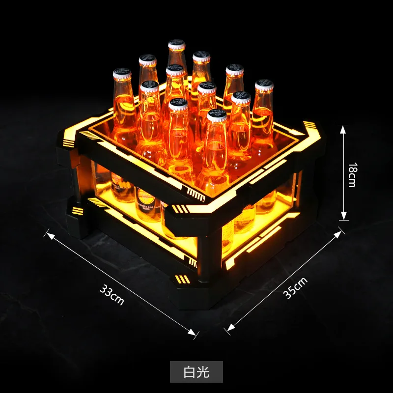 Bar KTV commercial iron frame mechanical wind ice bucket night beer frame PC personalized LED wine barrel case