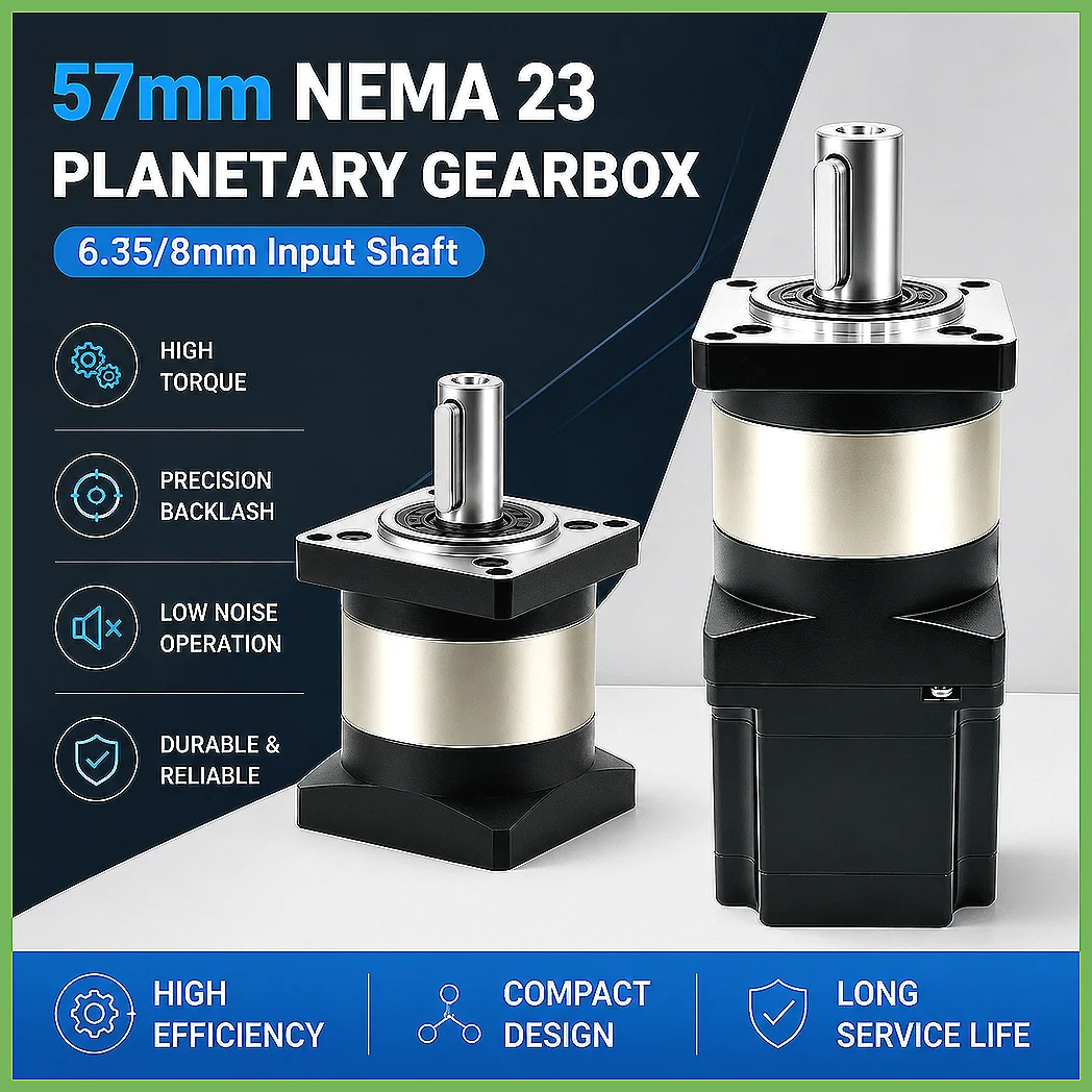 Nema 23 Planetary Gearbox 57mm Stepper Motor Reducer Kit 6.35/8mm Input 14mm Output Shaft 20 Arcmin Low Backlash