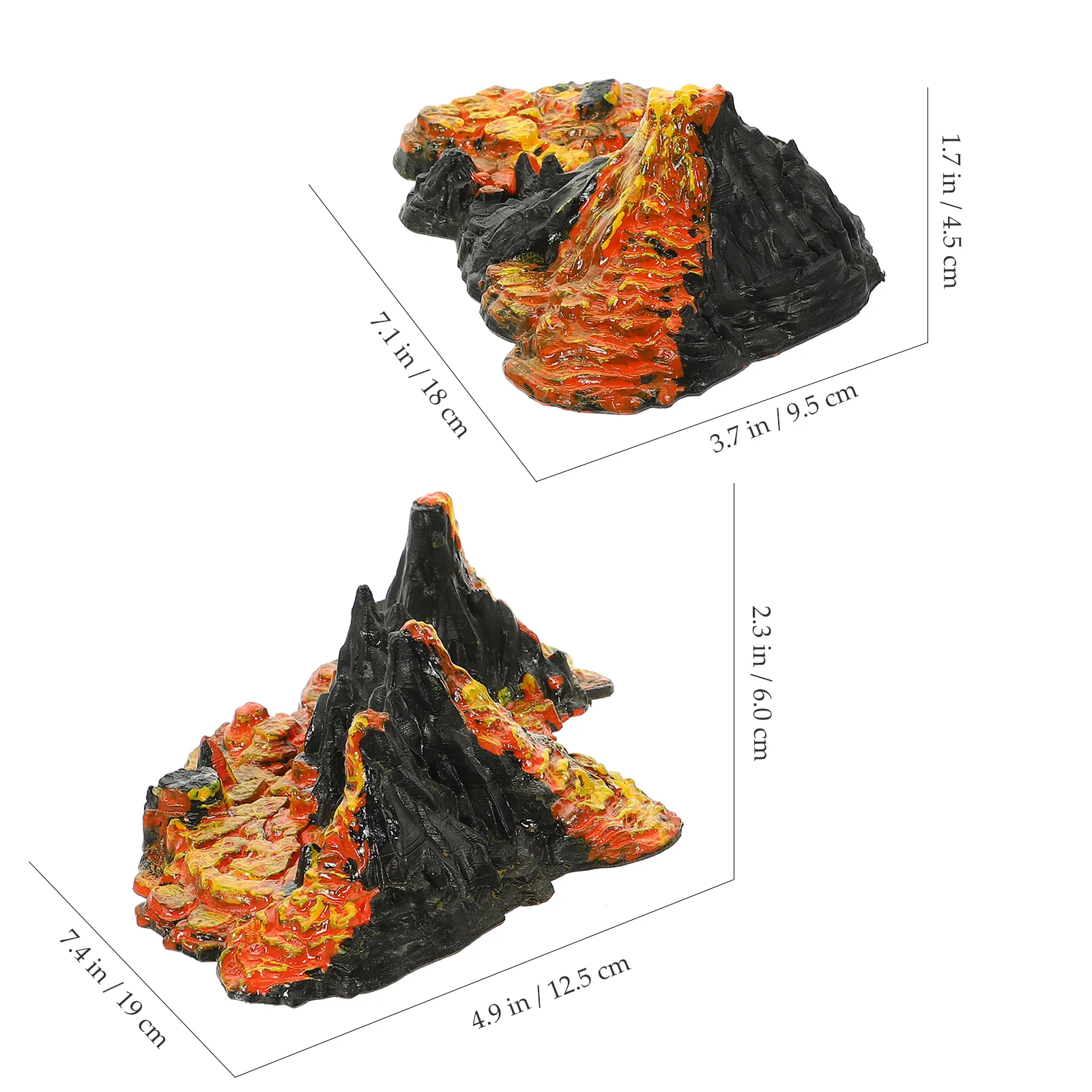 2 Pcs Simulated Volcano Model Simulation Models Toy Adornments Decor Number Toddler Ornaments Toys for Kid Landscape Child