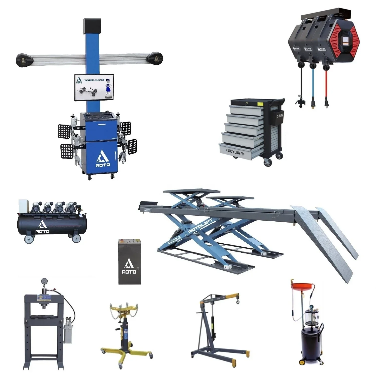 Factory price wheel alignment machine tyre changer balancer four post lift and tools combo for tire repair center