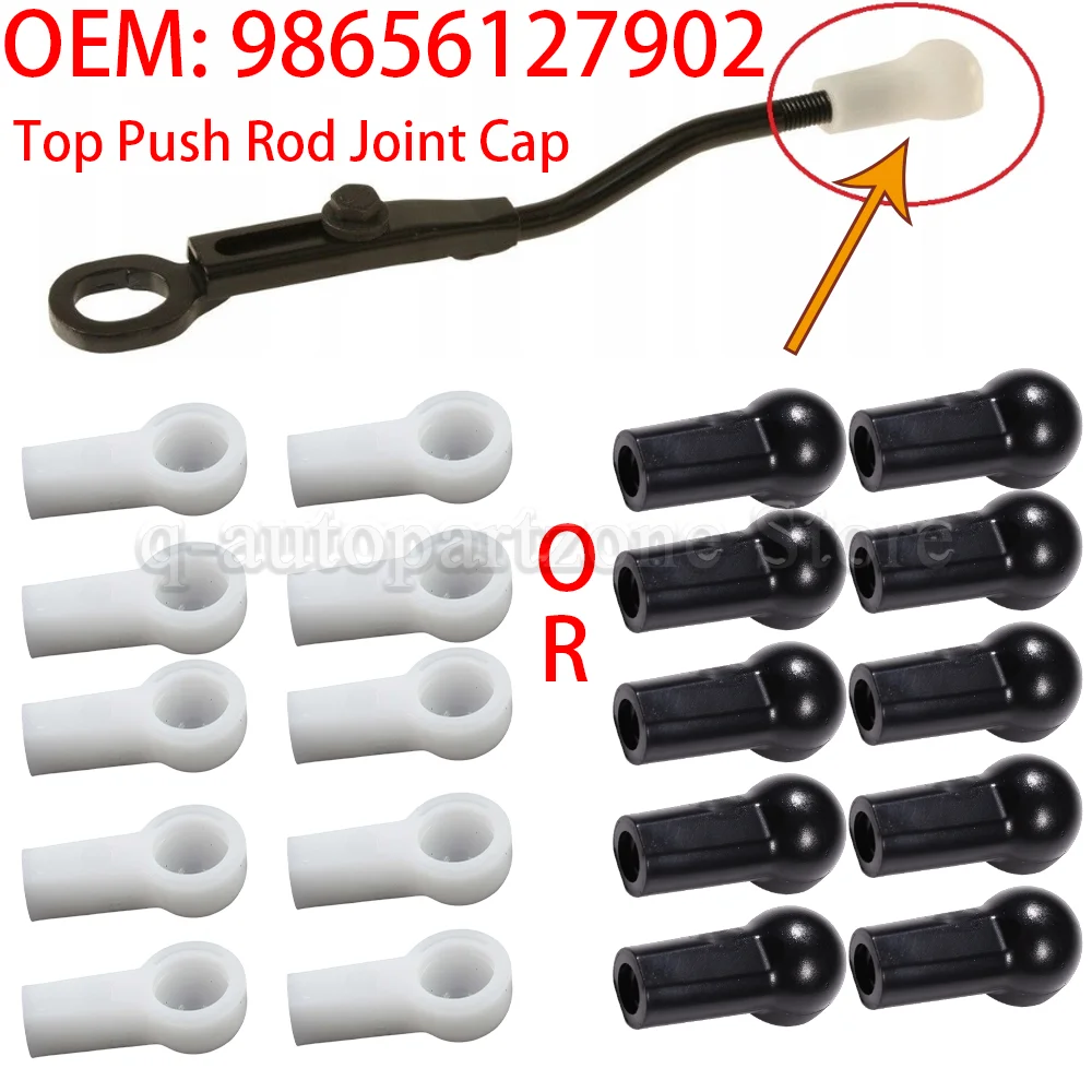 10PCS Black/White Car Top Push Rod Joint End Cap Replacement 98656127902 For Porsche 986 987 Boxster Convertible 1997-2012