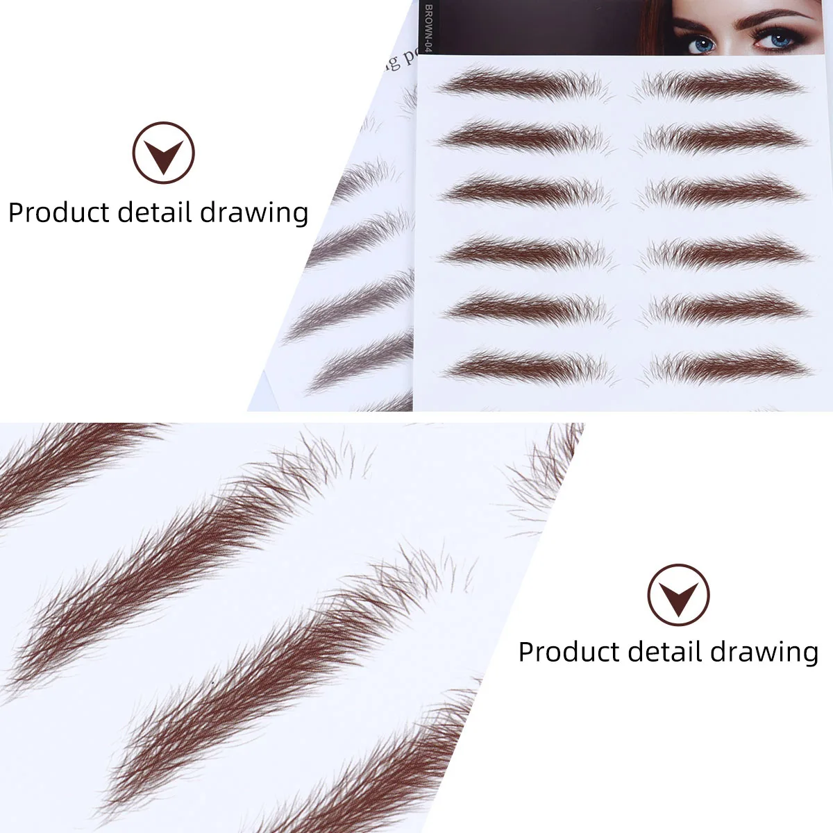 

4pcs Waterproof 6D Hair-Like Eyebrow Stickers Reusable False Eyebrows For Straight Shapes Water Transfer Tattoo