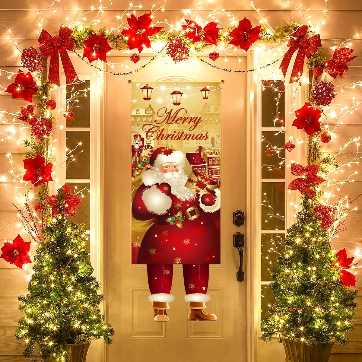 عيد الميلاد أعلام معلقة عيد ميلاد سعيد الديكور للمنزل 2024 أعلام معلقة عيد الميلاد الحلي نافيداد ناتال السنة الجديدة هدية 2025