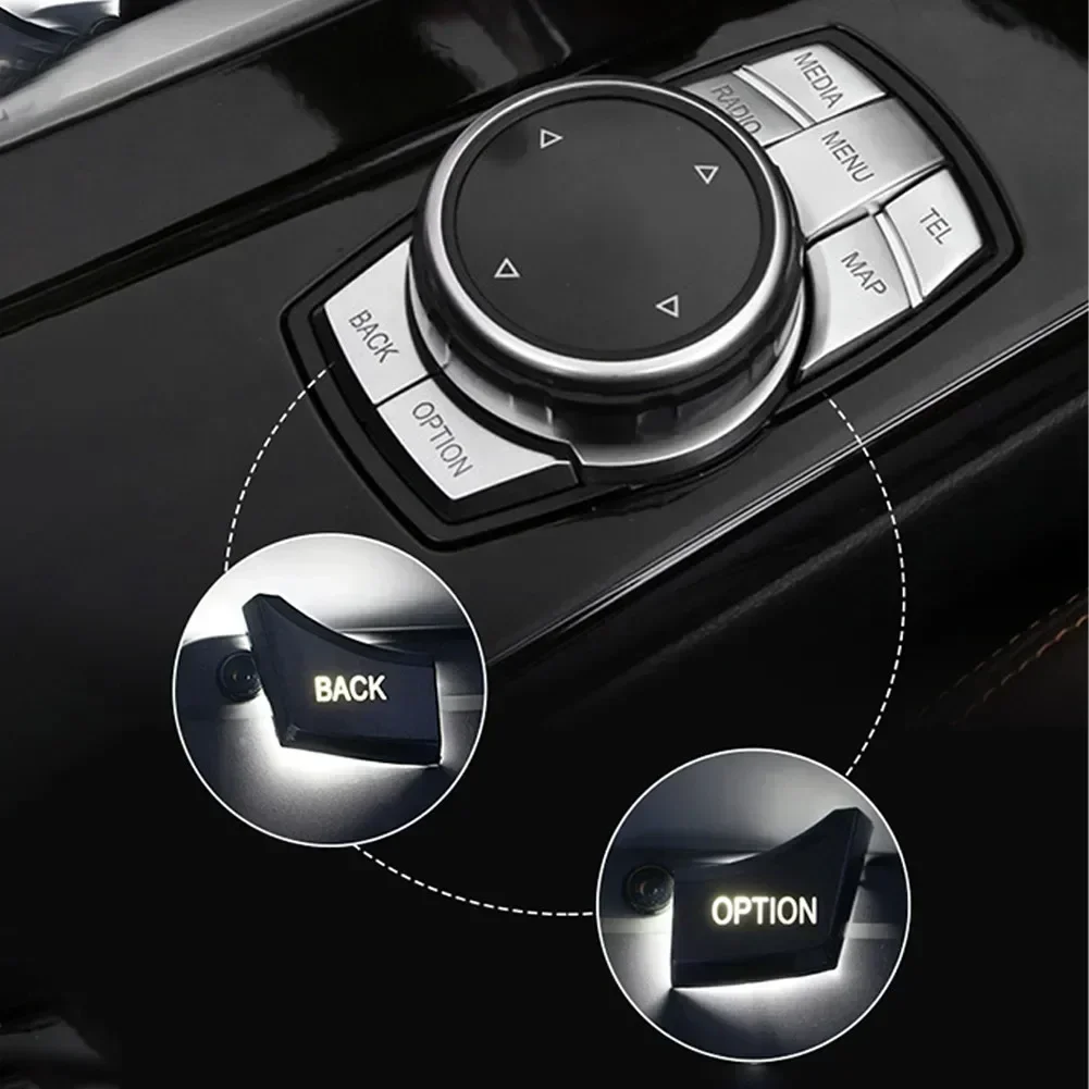 7 Button IDrive Button Button Covers Auto Silver Trim Decor For BMW 1 3 4 5 6 X6 IDrive Knob 1 Set 7 Button