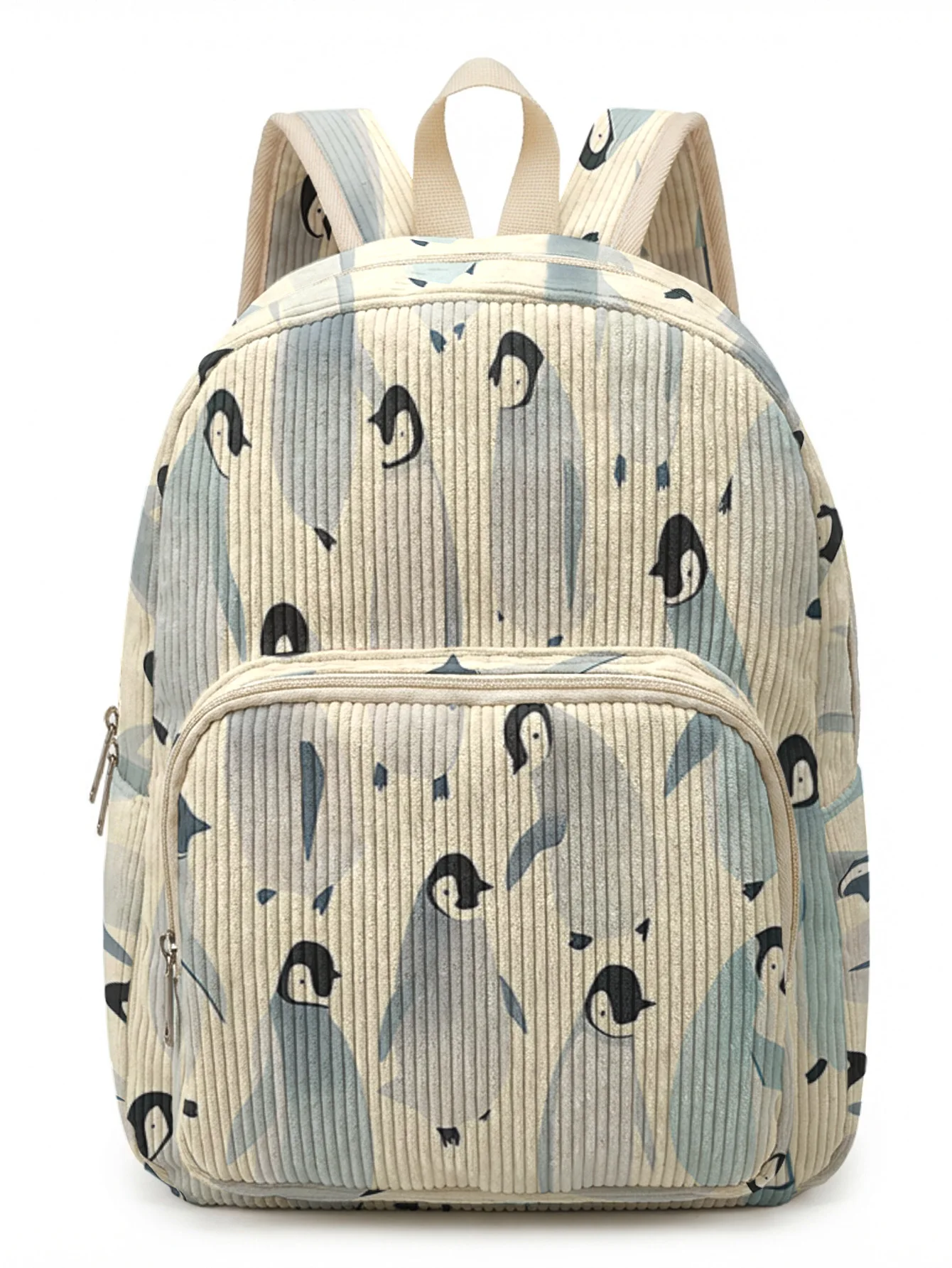 

Минималистичный женский модный рюкзак с принтом пингвинов, вельветовая сумка с несколькими карманами, большая вместительная сумка для поездок на работу