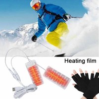 Electric USB Heater Gloves Pad Heating Film Heater Heated Gloves Carbon Fiber Cloth USB Skis Mittens Winter Heated Gloves Pad