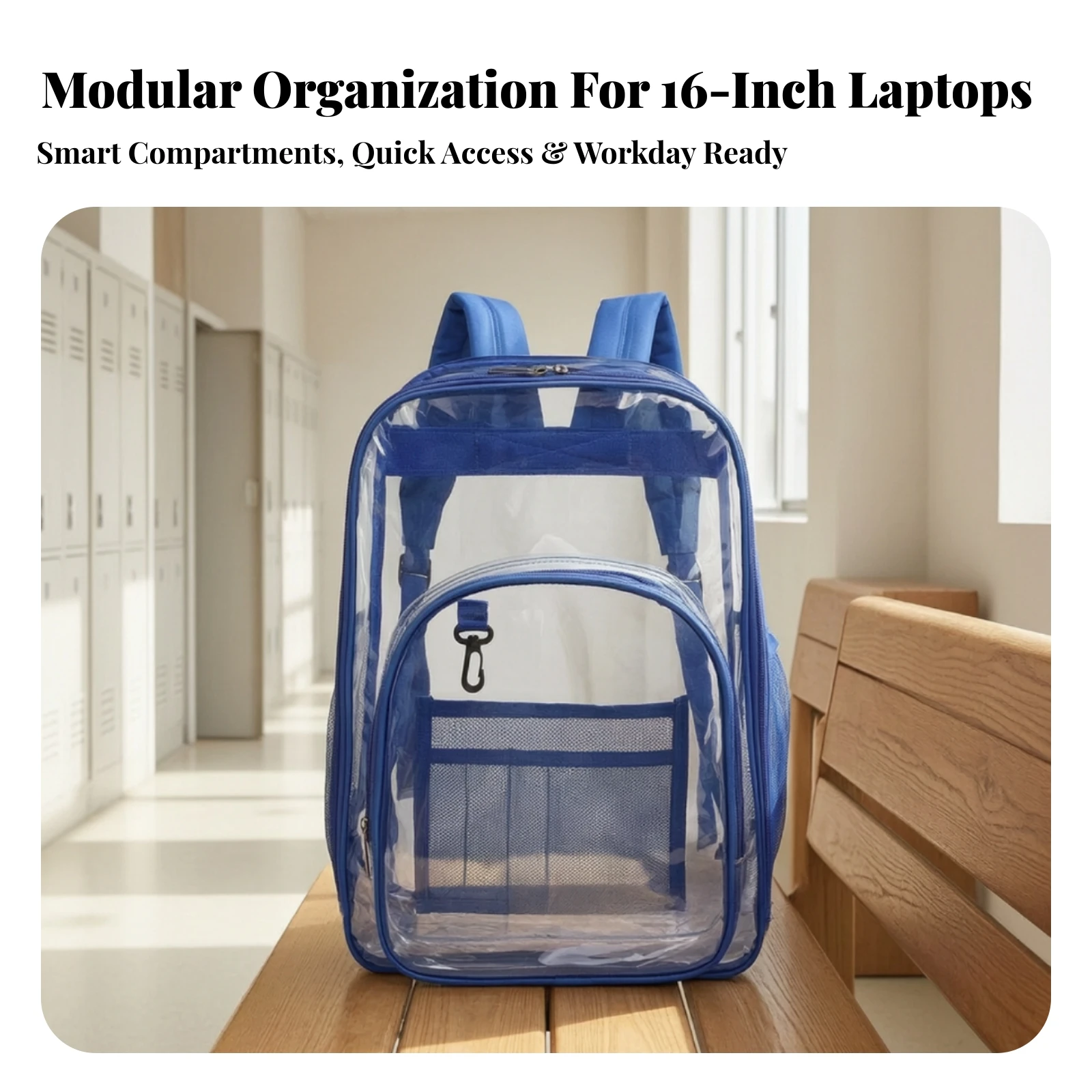 Daypack Waterproof Clear Backpack Transparent Backpack Adjustable for Students, Travel, School