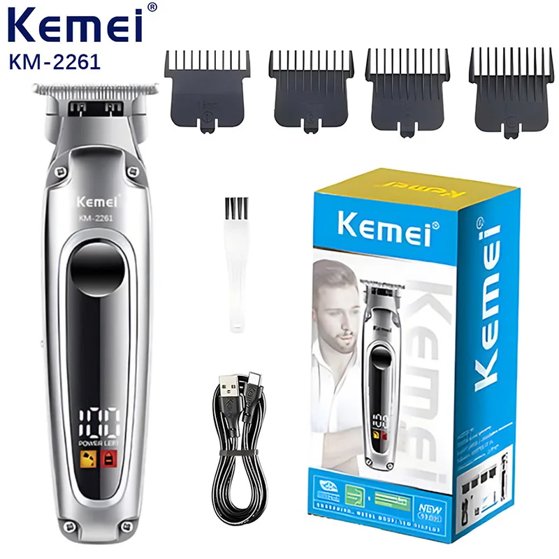 Kemei 2261 Men\'s Hair Trimmer Beard For Men Hair Clipper Rechargeable Electric Trimer Zero Gap Haircut Kit Machine