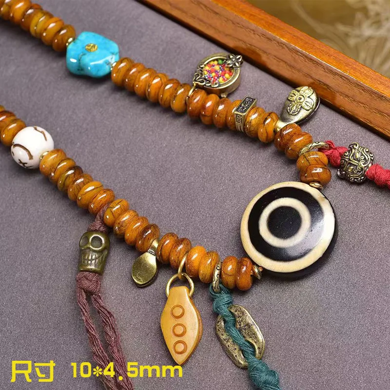

Tibetan Style Reflow Bone Medicine Tablet 108 Buddha Necklace Agate Dzi Beads Turquoise Gawu Box Accessories