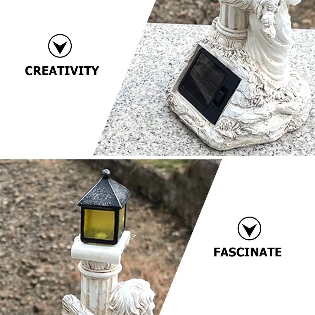 

Solar Angel Statue Resin Roman Pillar Garden Decor Durable Outdoor Solar Glowing Decoration Roman Pillar Angel Statue