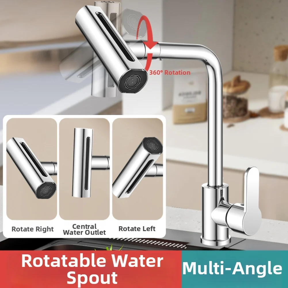 Kitchen Mixer Faucet, Hot And Cold Adjustable 360° Rotating Pull-Out Spray Tap With 4 Flow Options Sink Faucet