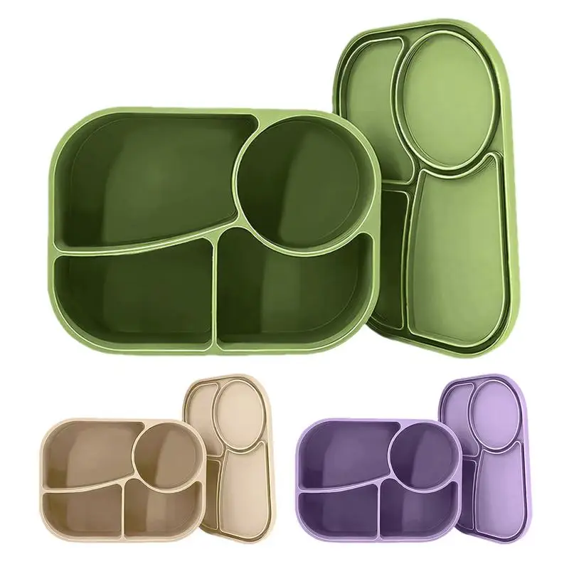 

Silicone Lunch Box 4 Compartments Microwavable Lunch Containers Meal Prep Lunch Box Leakproof Meal Prep Containers Microwave