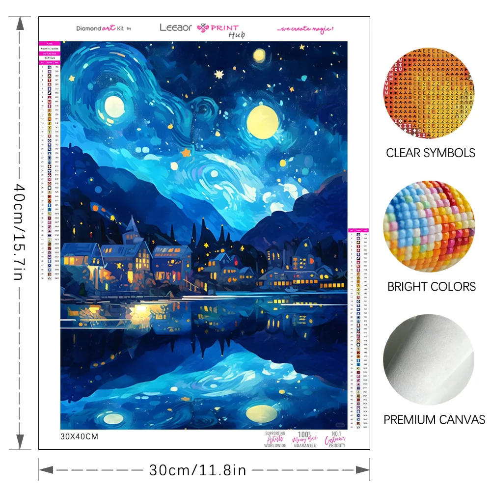 Dream Starry Sky Town Diamond Painting Boat And Sea Scenery Full Diamond Mosaic Cross Stitch Kit Comic Art Home Wall Decor Gifts