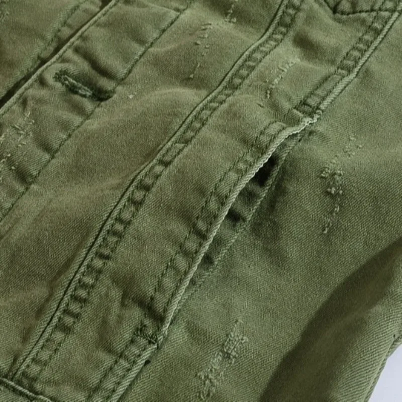 جديد شخصية النسخة الكورية سليم صالح الرجال سترة جينز الرجال سترة جينز الجيش الأخضر سترة جينز