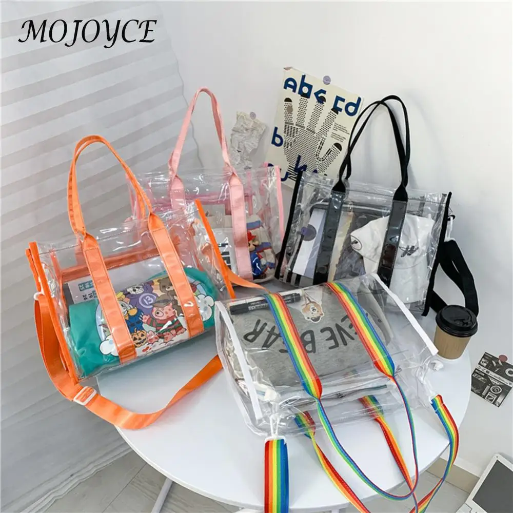 PVC Transparent Commute Bag Waterproof Shopping Bag Large Capacity Stadium Approved Fashion Casual Simple for Weekend Vacation