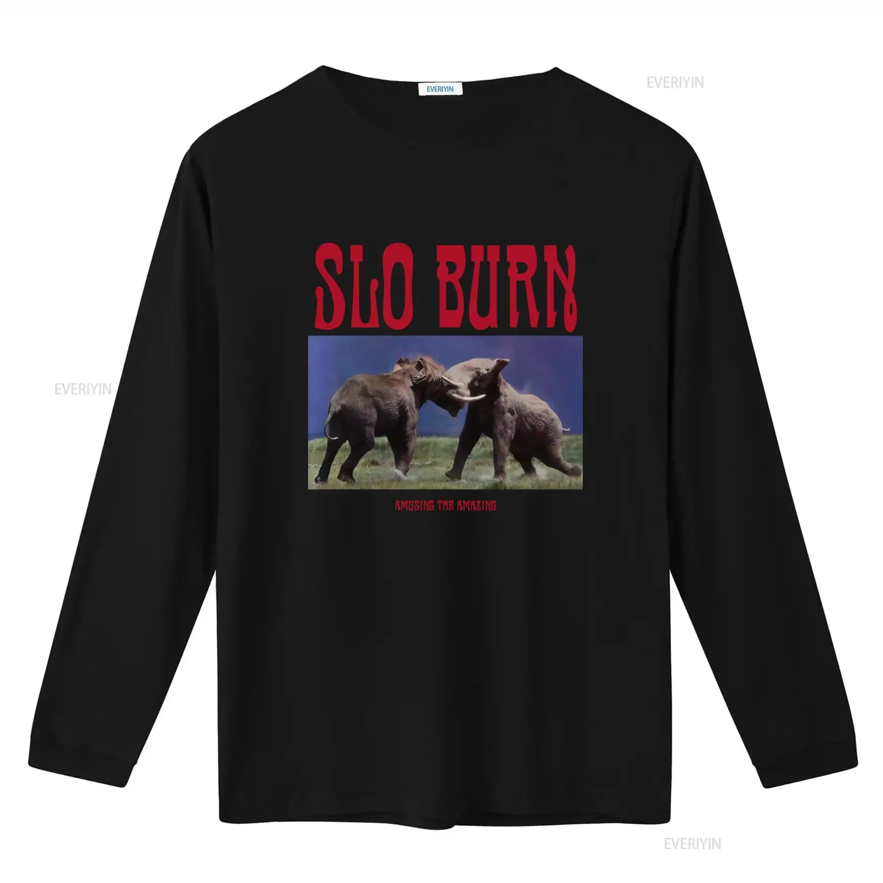 Slo Burn Premium Cotton T Shirt DTG with Elephant Battle Print Amusing the Amazing vintage Washed graphic Comfortable fashion