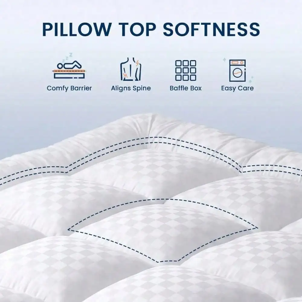 Extra Thick Mattress Topper With Cooling Suitable For Bed Sizes, 2000GSM Filling, Quilted Fitted Cover, Deep Pocket (Up To 21