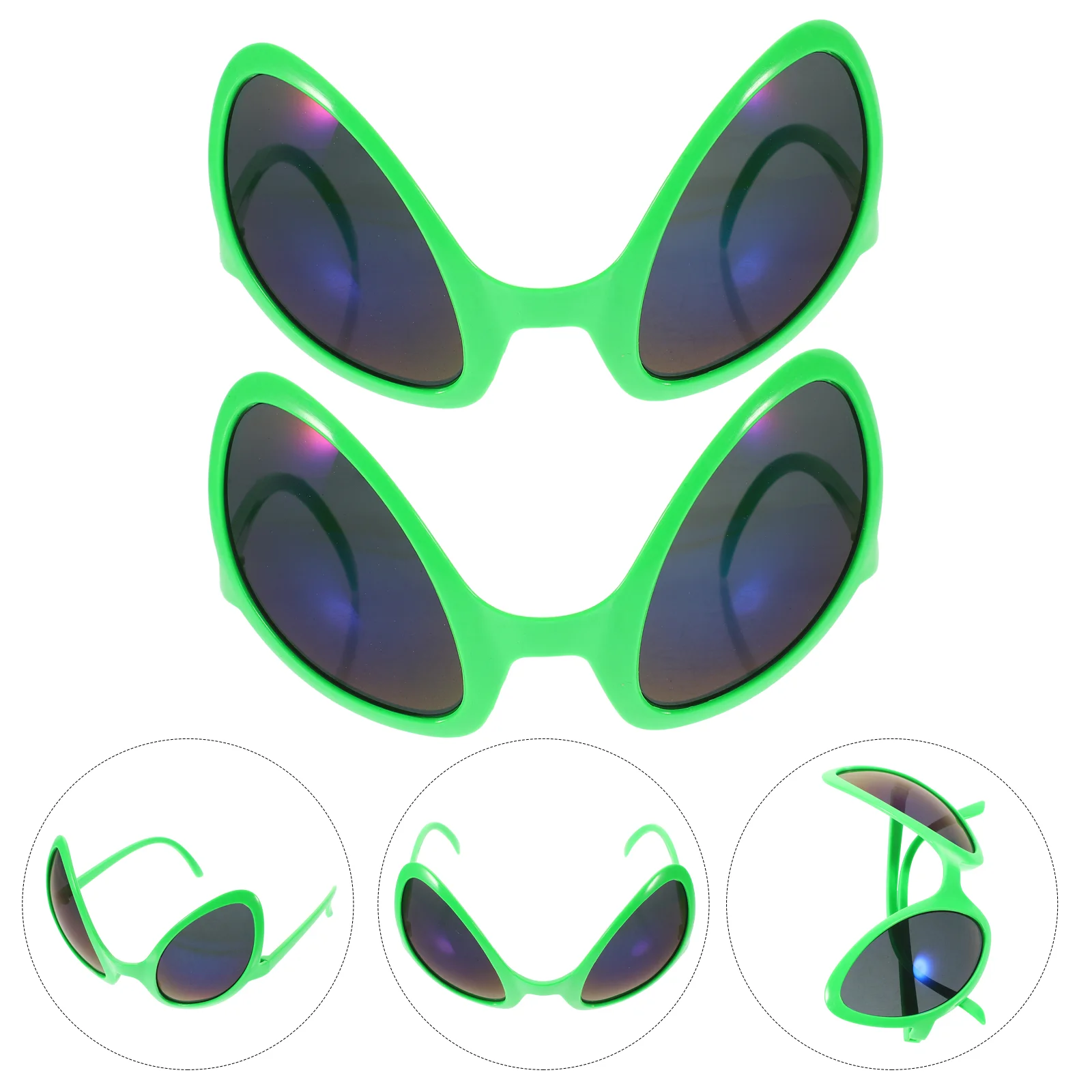 2 Pcs Alien Glasses Party Exaggerated Sunglasses Funny Women Eyeglasses 2023 New Years Eve Cosplay Costume Prop Green