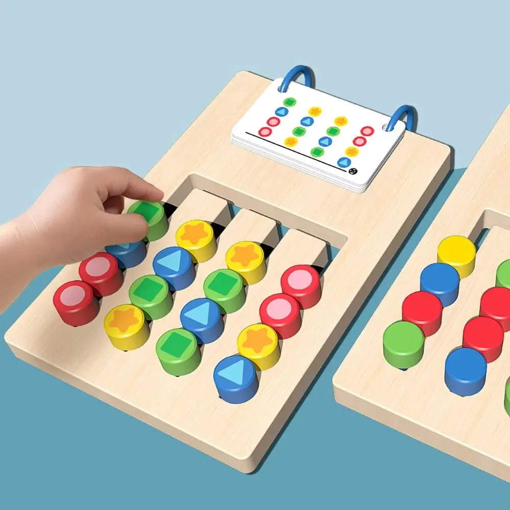 

4-color Colors Matching Game Double Sided Wooden Thinking Develop Toys Fine Motor Skill Brain Logic Colors Cognitive Puzzles