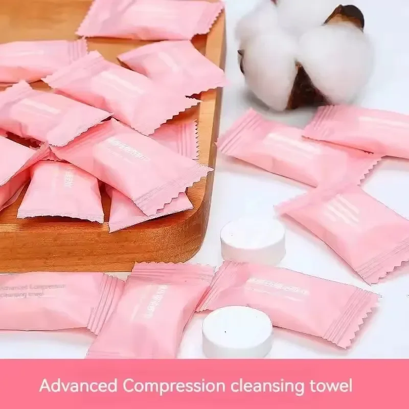 10-100PC Travel in Suitable for Sensitive Compressed Bag Compressed Towels Skin Cotton Cleansing Towel Disposable Face Pack