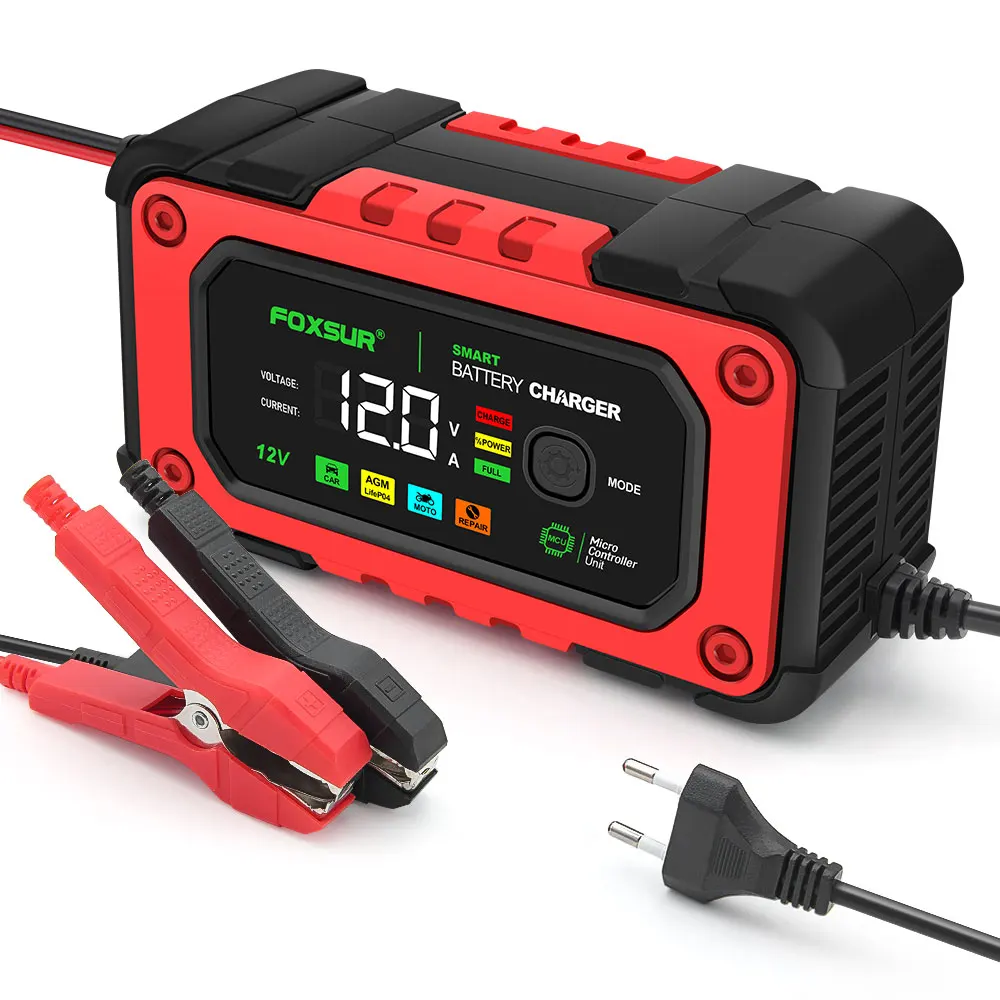 12V 7A Smart Battery Charger Charger for lead Acid AGM LiFePO4 Moto Battery Car Motorcycle Battery Charger Car Universal Repair