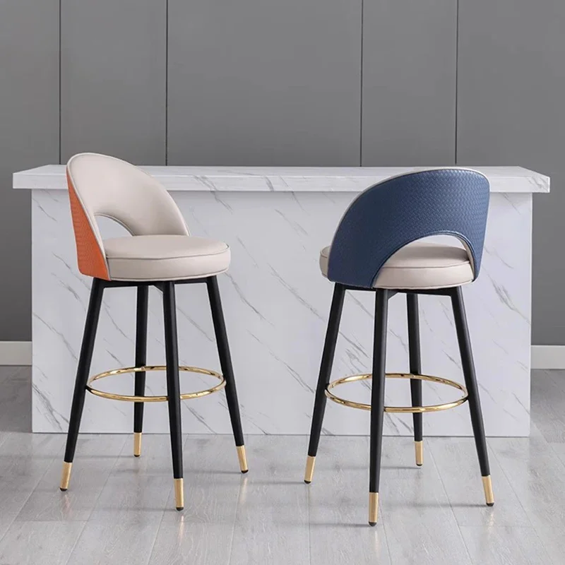 

Nordic Reception Bar Stool Minimalist Backrest High Luxury Kitchen Modern Swivel Stool Ergonomic Modern Stoel Furniture