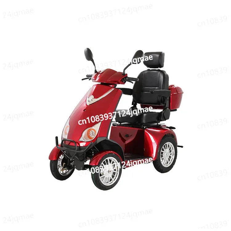 Red leisure electric three wheeled four wheeled vehicle with trunk, suitable for elderly leisure commuting vehicles