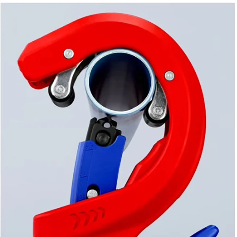 KNIPEX 902301BK Pipe Cutter, Red/Blue Ergonomic Design, Clean Cut for Plastic & PVC Pipes in Plumbing Work
