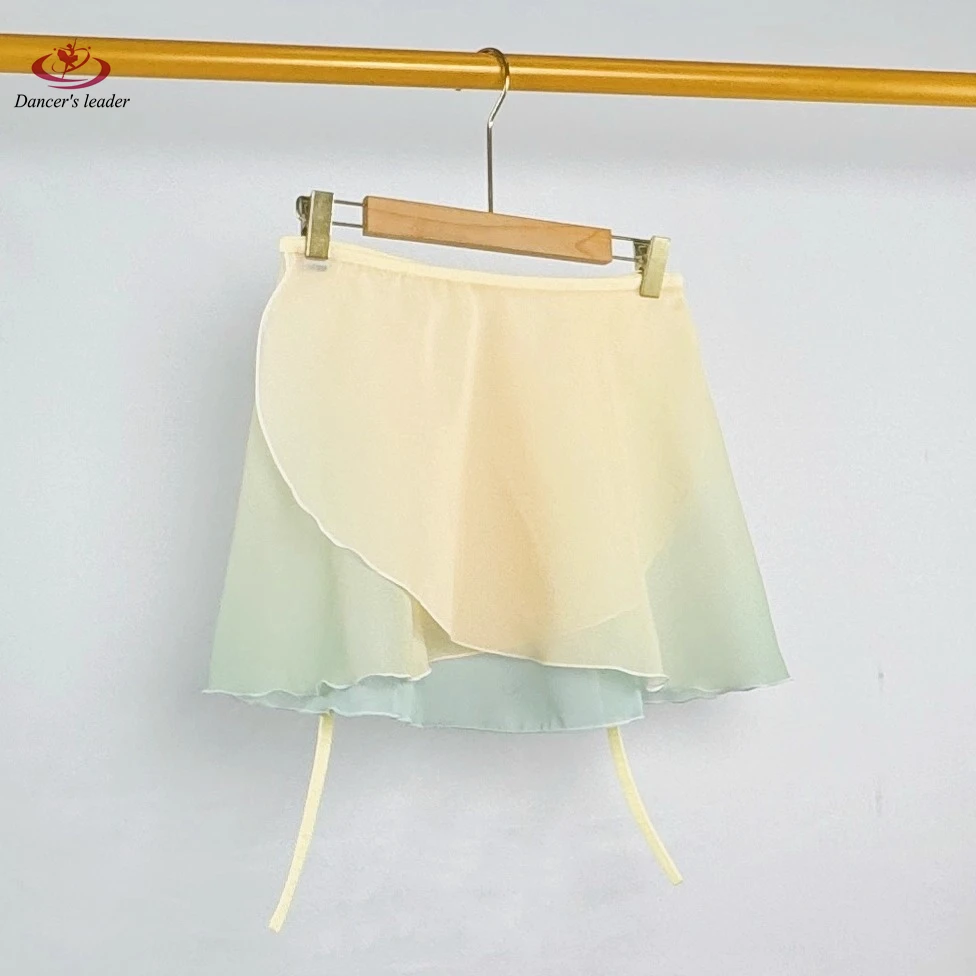 تنورة باليه قصيرة، تنورة رقص نسائية متدرجة باللون الأصفر والأخضر، تنورة ممارسة الجمباز، زي باليه للبالغين، تنورة غنائية #5