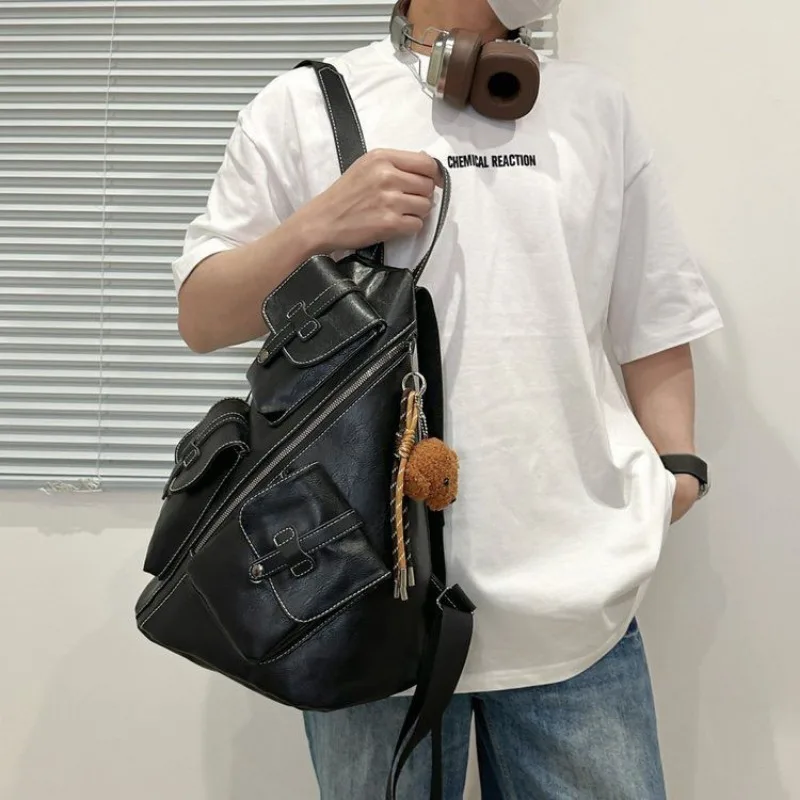 متعددة الوظائف خمر بو الجلود على ظهره الرجال النساء سعة كبيرة في الهواء الطلق دراجة نارية الرياضة حقيبة السفر #5