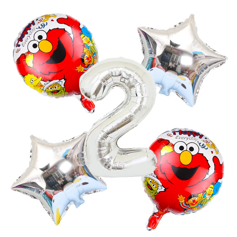 5pcs Cartoon Sesame Street Birthday Party Foil Balloons set Baby Shower Party Decorations Kids number Birthday Party Supplies