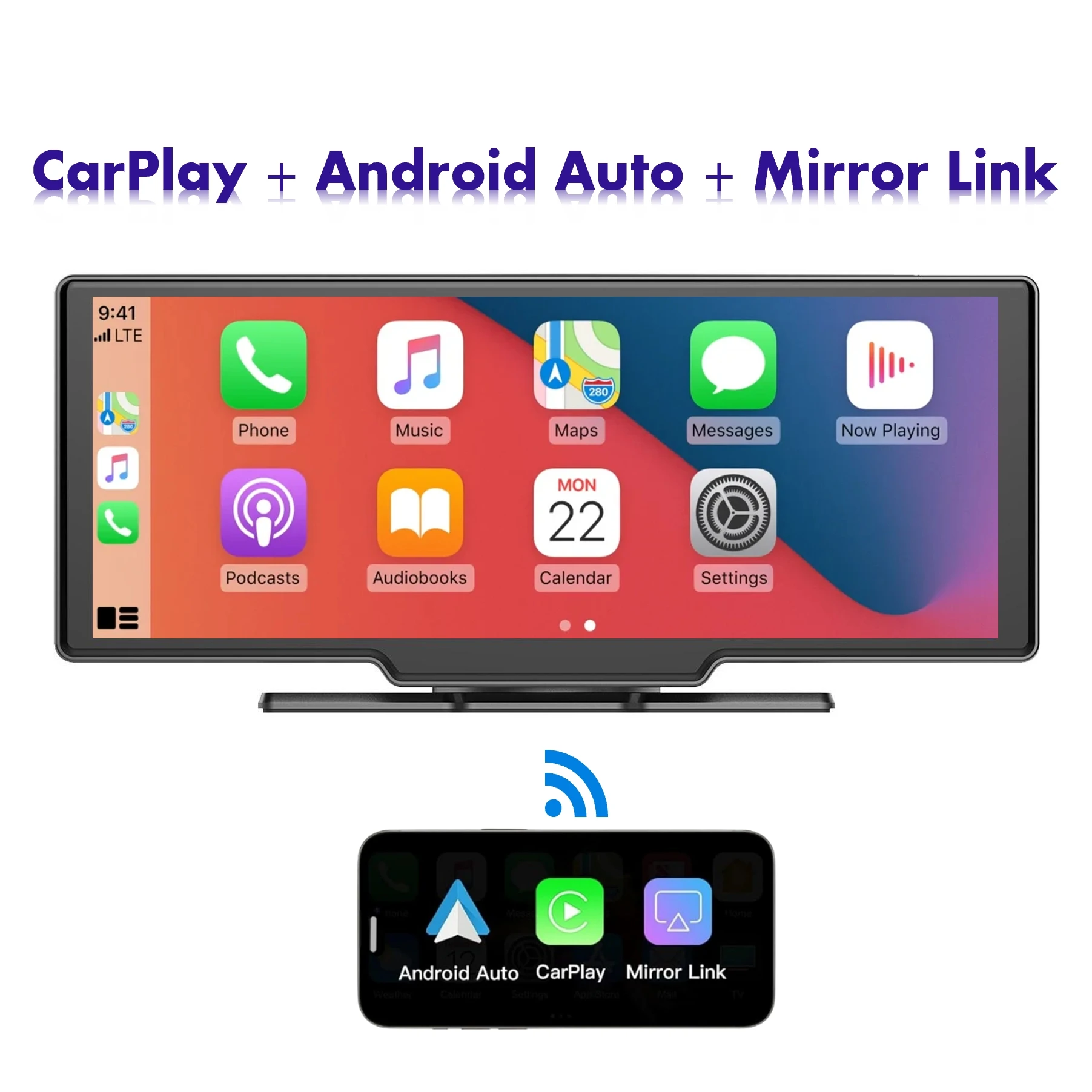 2026 Newest Product 10.26 Inch 4K Wireless Apple Carplay Portable Car Navigation Player Car Screen