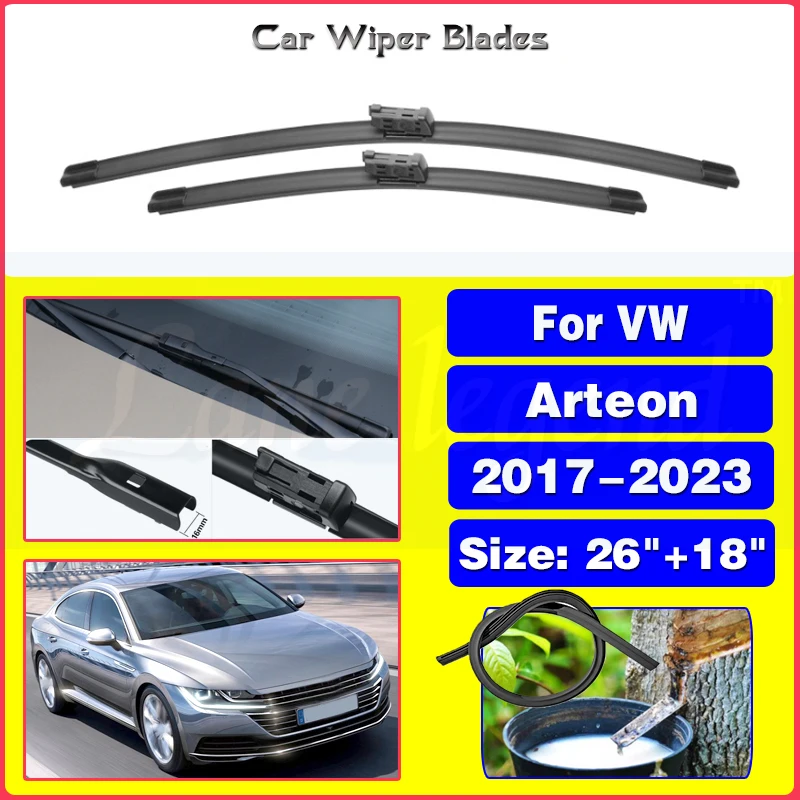 2pcs Front Windshield Wiper Blades For Volkswagen VW Arteon 2017-2023 2019 2020 2021 2022 Windscreen Window Accessories 26