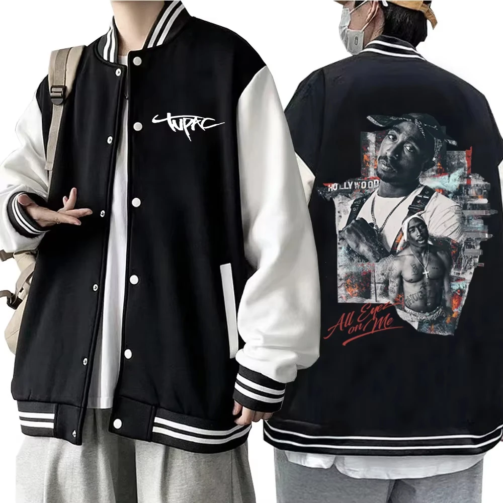 

All Eyez on Me Tupac 2pac Hoodie Baseball Uniform Jacket Women Men Baseball Jacket Hoodie