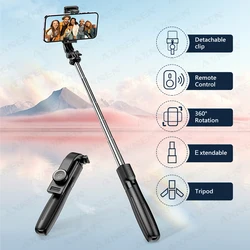 2024 L21 Selfie Stick Tripod Stand for Cell Phone Holder Pole with 5-section Extension Rod Monopod for Gopro Action Camera Vlog