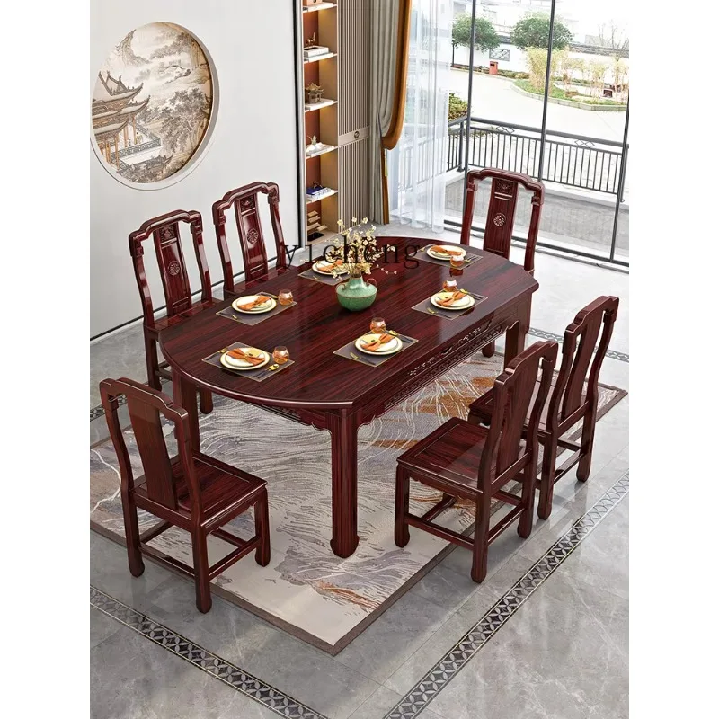 CZ-28 Rosewood Mahogany Dining Table And Chair Set For Small Living RoomsSquare And Round Dual-use Dining Table