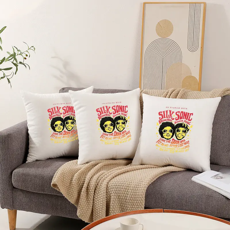 Bruno Mars World Tour 2026 Pillowcase Printed Polyester 40/45/50cm Throw Pillowcover Decorative Sofa Cushion Pillowslip Fan Gift