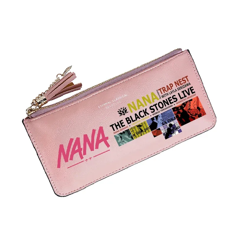 CyAnime NANA Women Pink Wallet Kwaii ID Card Holder Long Purse With Coins Pockets Pu Leather Money Bag Girls Phone Clutch Bag