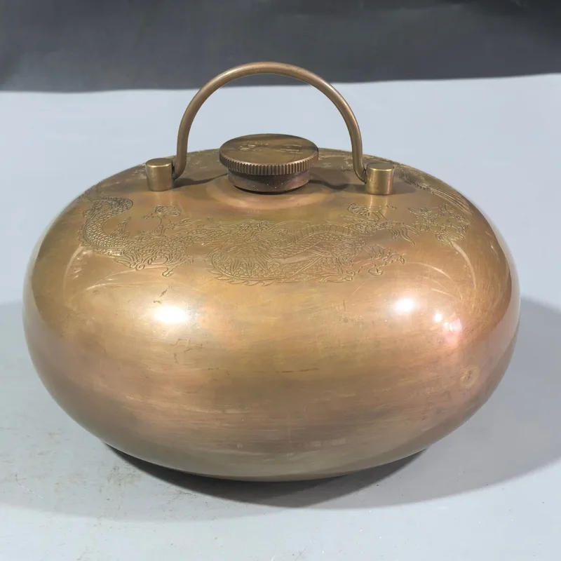 Honor the elderly with a dragon and phoenix design hot water bottle made of pure copper, thickened for warmth, suitable as a han