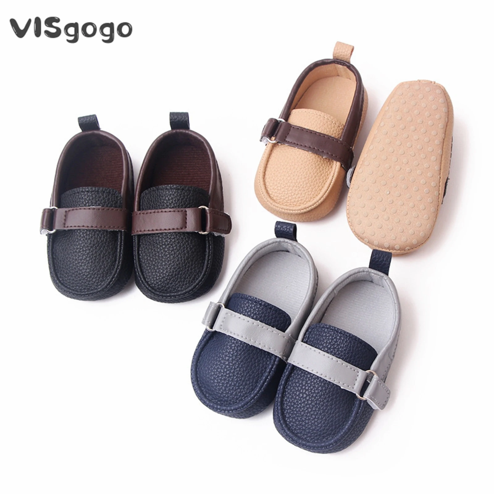 

VISgogo Baby Boys Girls Loafers Sneakers PU Leather Soft Sole Prewalker Anti-Slip Shoes First Walker Shoes Baby Casual Shoes