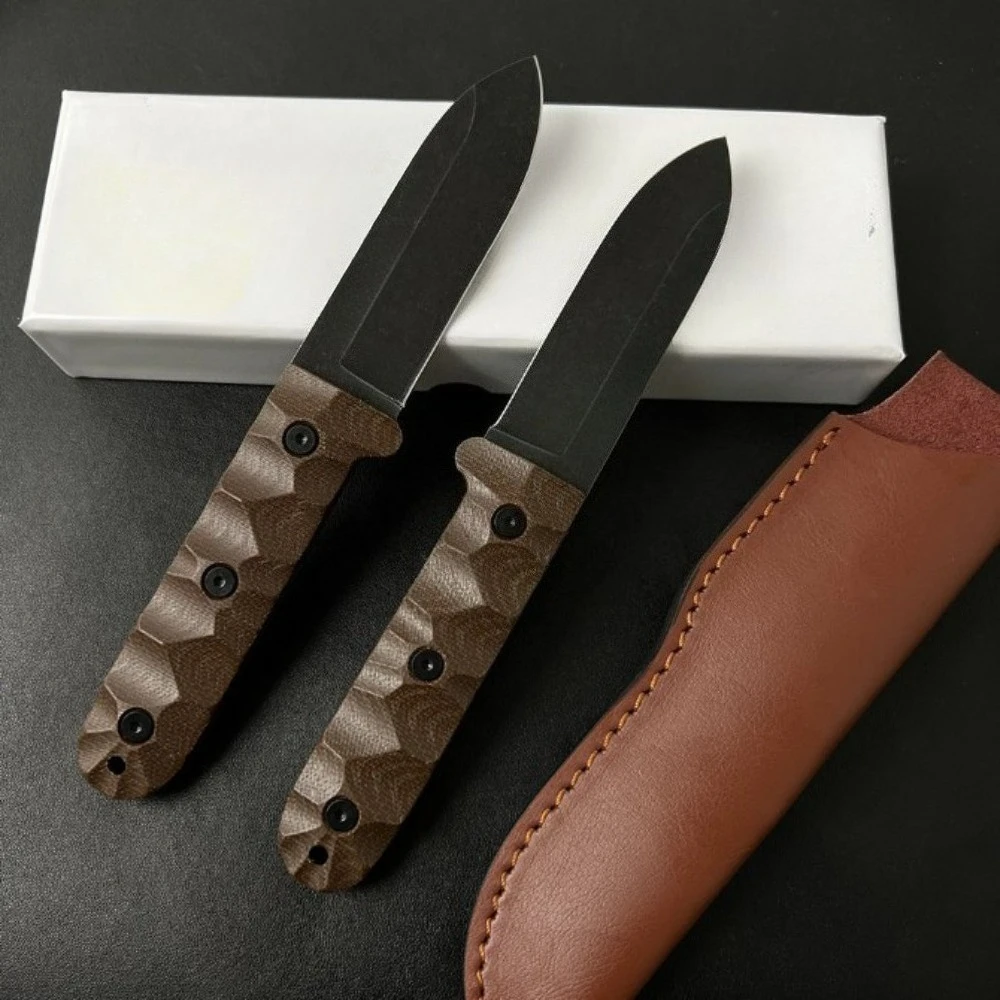 

PR4 Прямой нож D2 Стальное лезвие Кожаная ручка Портативный нож для выживания в дикой природе Многофункциональный походный нож Мужские подарки