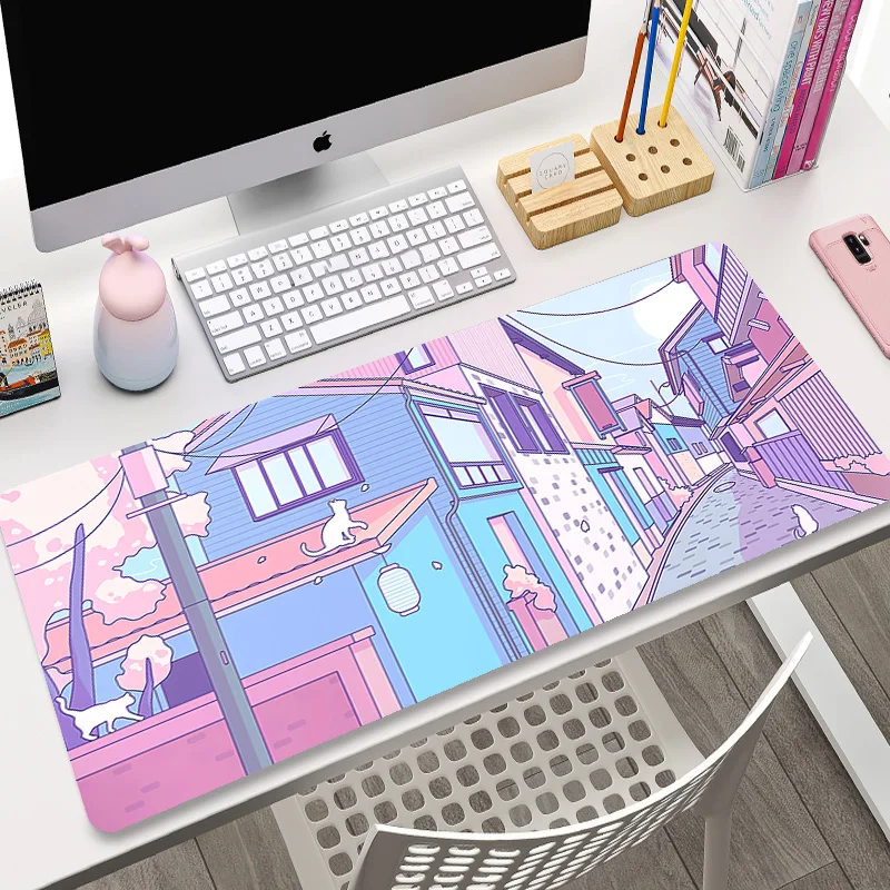 

Gaming Mouse Pads Pink Kawaii Cat Desk Mat Computer Mousepad Company Big Cute Desk Pad 100x50 XXL Large Mousepad Gamer Mouse Mat