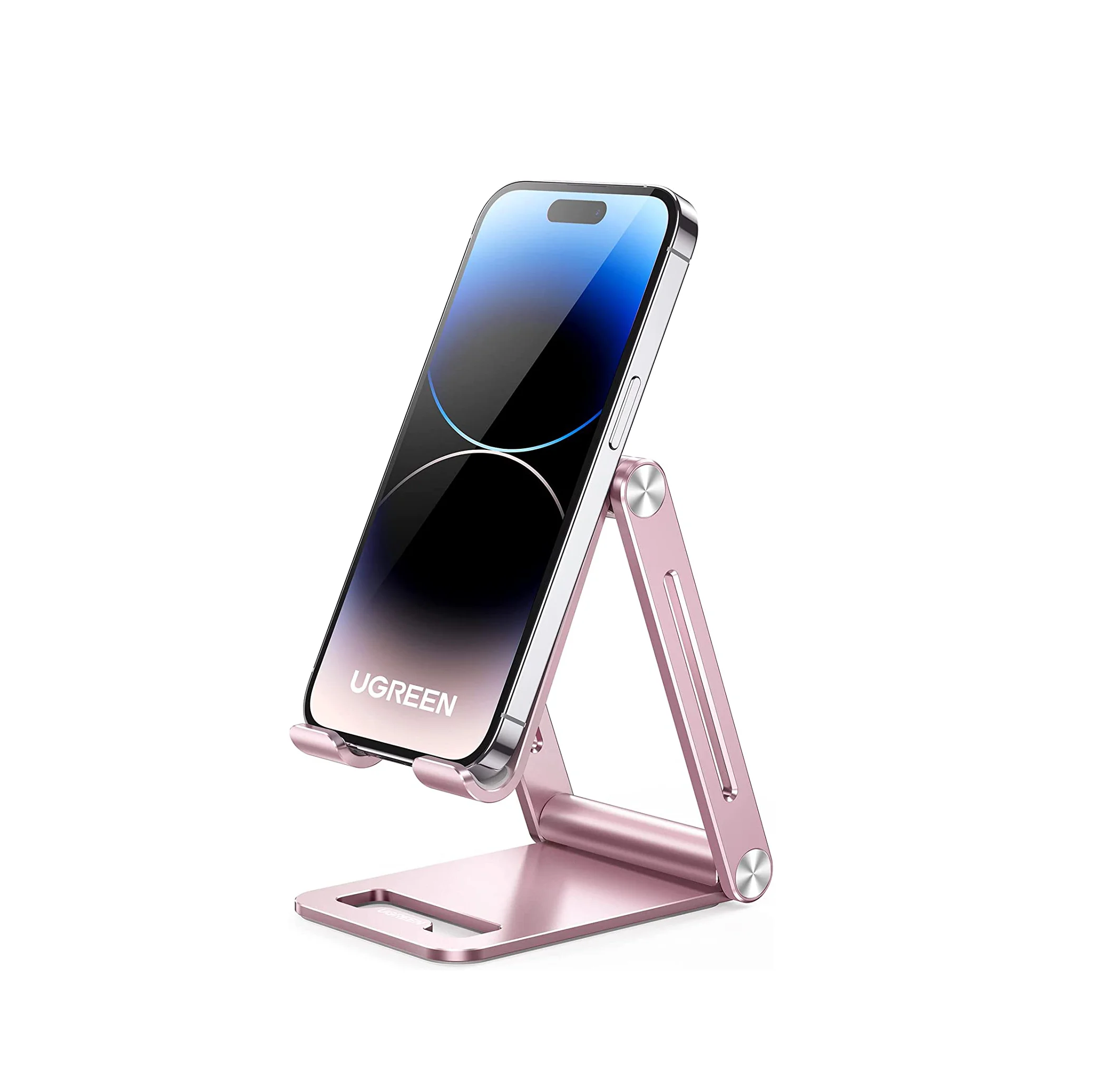 

UGREEN Foldable Phone Stand Compact Basic Phone Stand Angle Adjustable Dual Supporting Arms Holder Pink