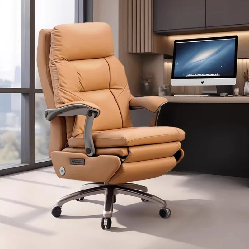 High-Quality Genuine Leather Boss Chair Electric Massage Reclining Office Chair 160° Comfortable Chair for Midday Rest furniture