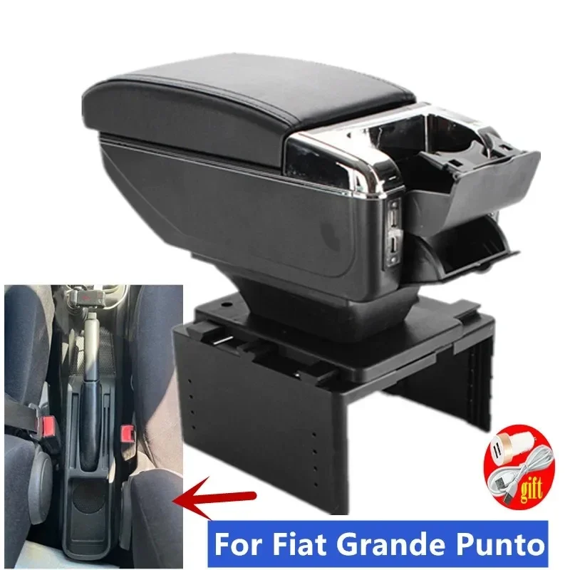 

NEW For Fiat Punto car armrest box central Storage Interior Retrofit with USB Car Accessories